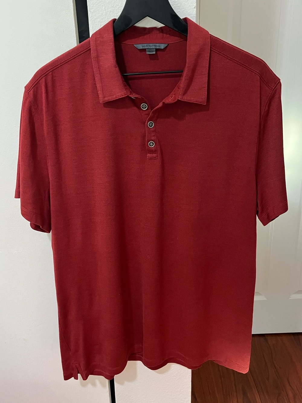 John Varvatos Men's Blood Orange Silk and Cotton Polo Shirt